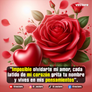 Gráfico digital de una rosa roja detallada con hojas verdes junto a un corazón rojo liso en relieve, rodeado de pequeñas ramas con bayas decorativas sobre un fondo rosa pastel.
