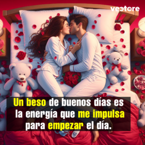 Imagen romántica con una frase de amor original de Vectore para dedicar a una persona especial. tus besos mi amor