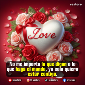 Arreglo floral romántico en forma de marco circular compuesto por rosas de tonos rosa pastel, blanco y rojo, envolviendo un cojín central blanco en forma de corazón con la inscripción "Love" en cursiva roja.
