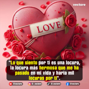 Composición digital de un gran corazón rojo rodeado de un ramo de rosas rojas en la base, cruzado por una cinta beige que lleva la palabra "LOVE" escrita en letras rojas en mayúsculas.