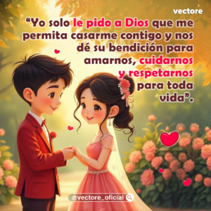 Dibujo digital de una pareja en su boda; el novio viste un elegante traje de color rojo oscuro y la novia lleva un vestido rosa con detalles brillantes y flores en el cabello, tomados de la mano frente a un arbusto de rosas rosadas.