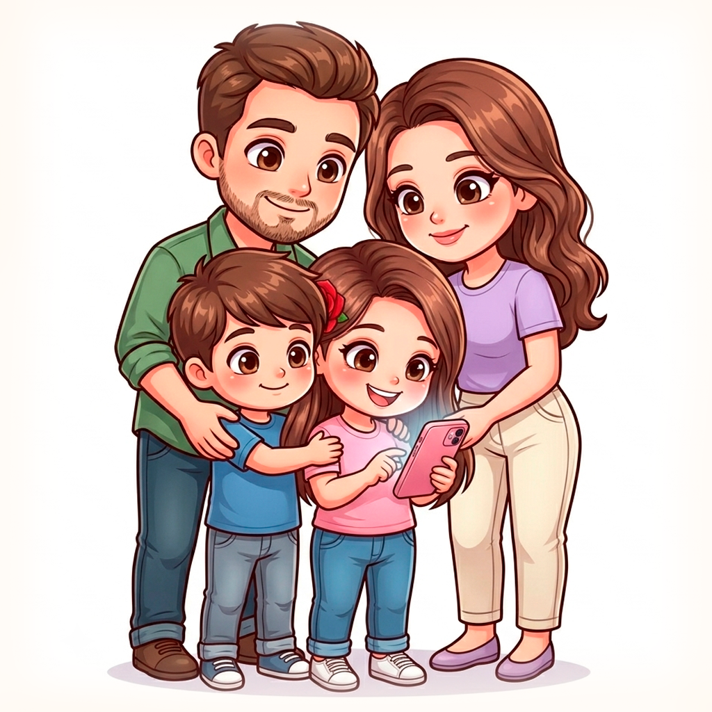 Familia con diseño romántico en tonos suaves