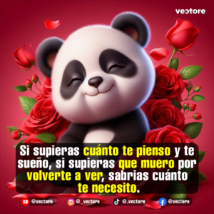 Arte digital de un oso panda bebé con los ojos cerrados y una expresión de felicidad, recostado placenteramente sobre un lecho de rosas rojas y pétalos en un fondo cálido.