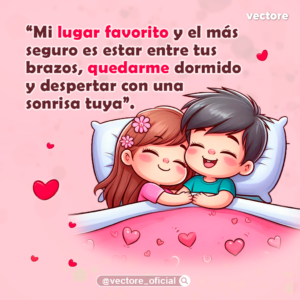 Arte digital de estilo anime de una joven pareja durmiendo plácidamente de lado en la cama, tomados de la mano sobre una manta rosa decorada con patrones de corazones.